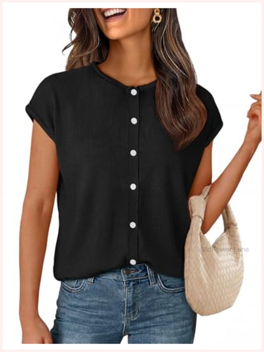 Women's Cap Short Sleeve Sweater Vest Lightweight Summer Cardigan Top